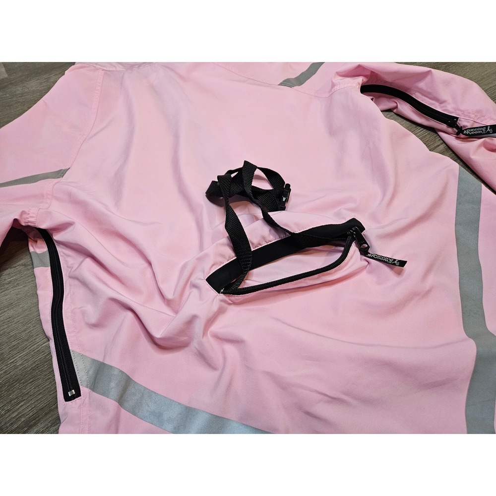 Running Room Vintage Pink Reflective Windbreaker Cycling Jacket Mid-2000s Size M - Picture 10 of 13